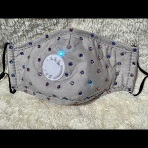 Light Gray Face Mask w/Blue color Shift crystals
